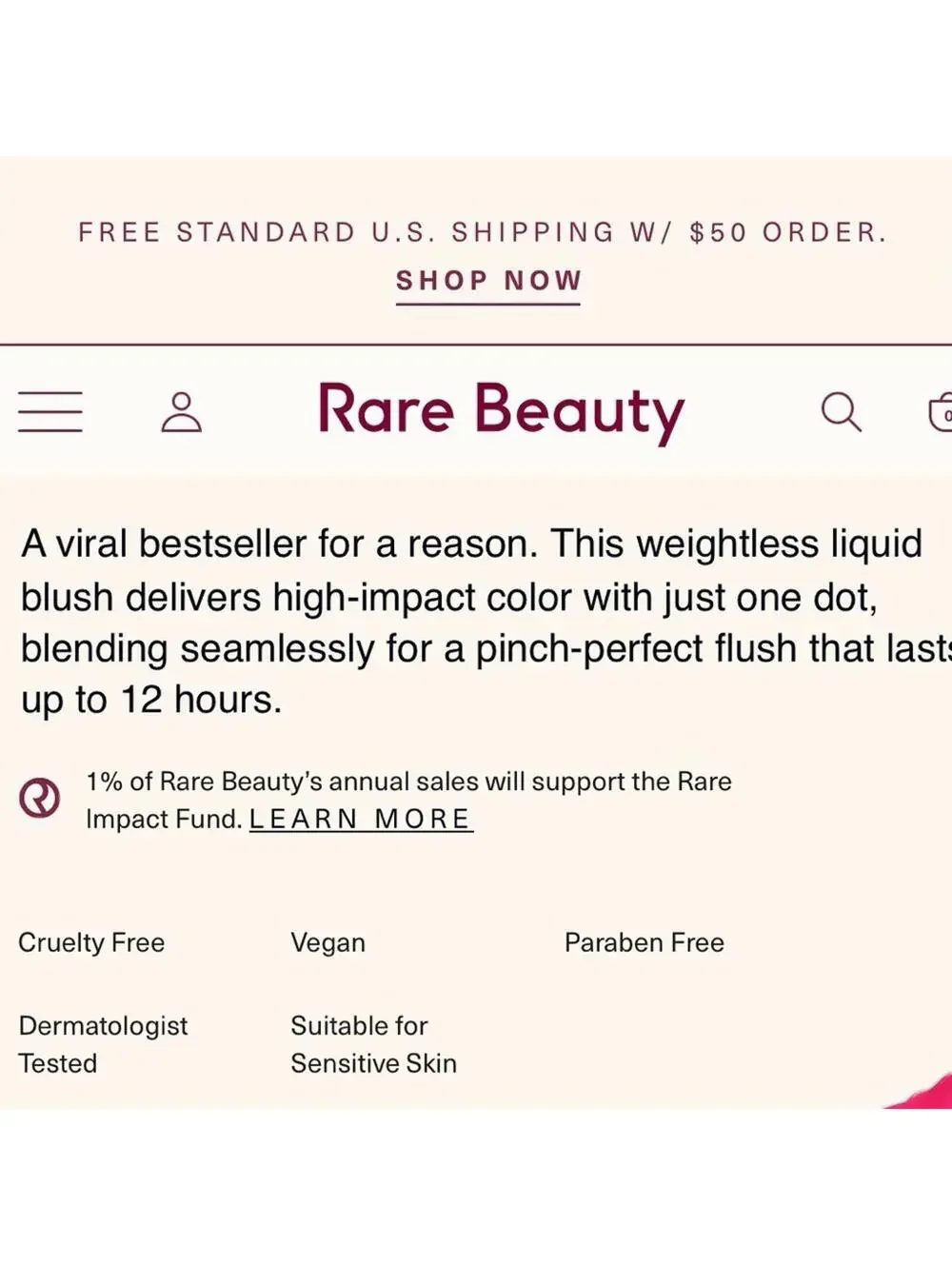 Rare Beauty / Soft Pinch Blush / Virtue